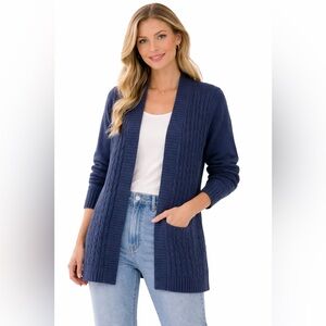 L.L.Bean Navy Cable Knit Cardigan – Size XL (100% Cotton)